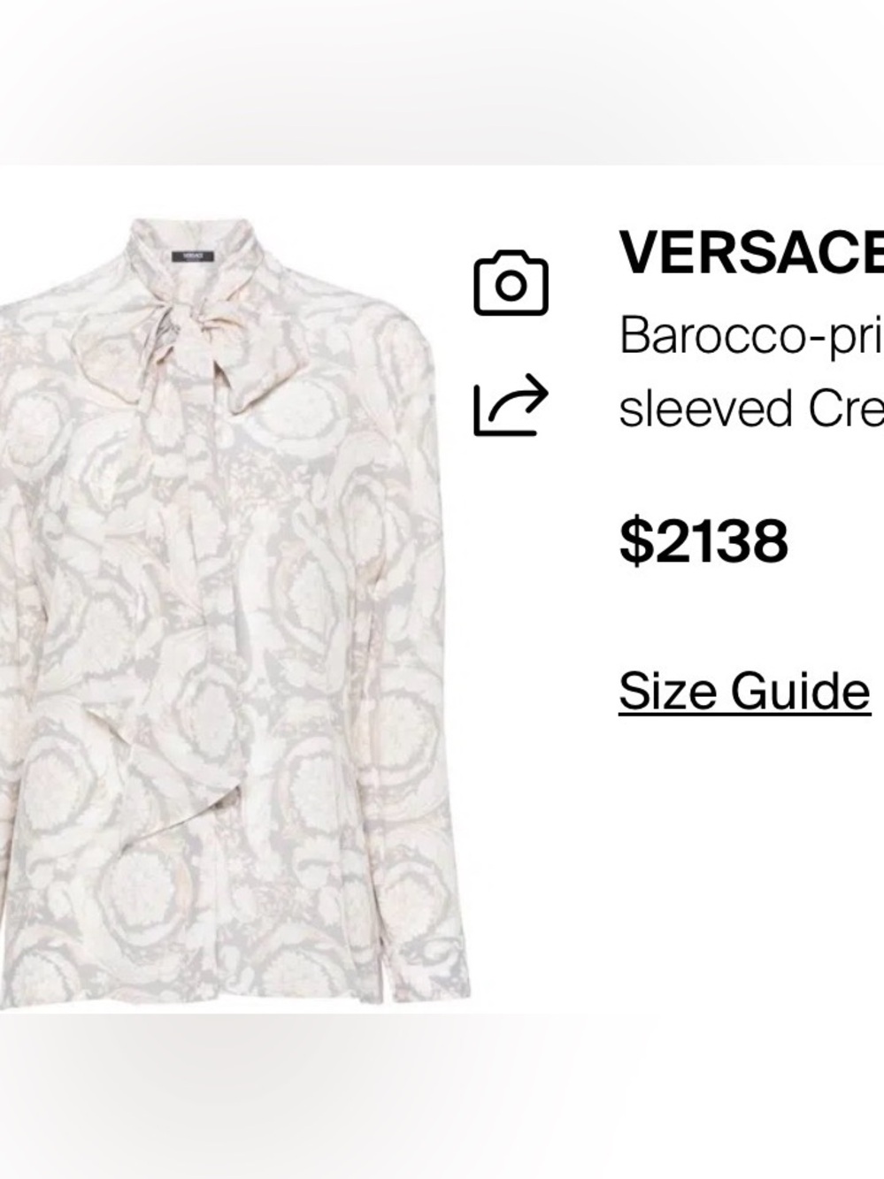 Versace Barocco-Print Crewneck Top - Cream & Light Gray